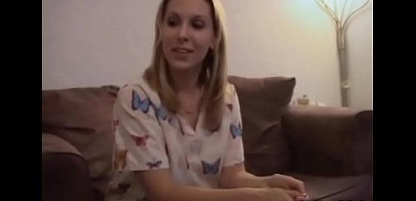  Teen test out her love tunnel with toys and then gets some one-eyed monster